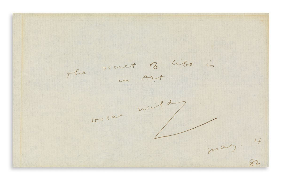 OSCAR WILDE (1854-1900) Autograph Quotation dated and Signed: